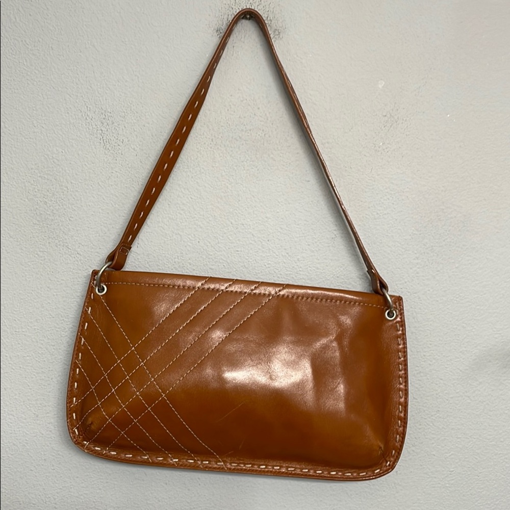 GAP Brown Leather Shoulder Bag with Glossy Finish